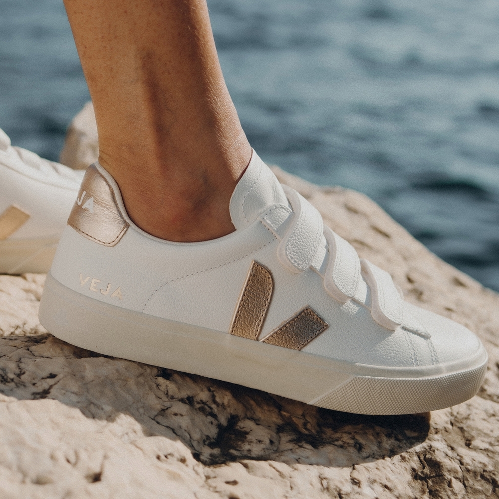 Veja White and Gold Women's Sneakers